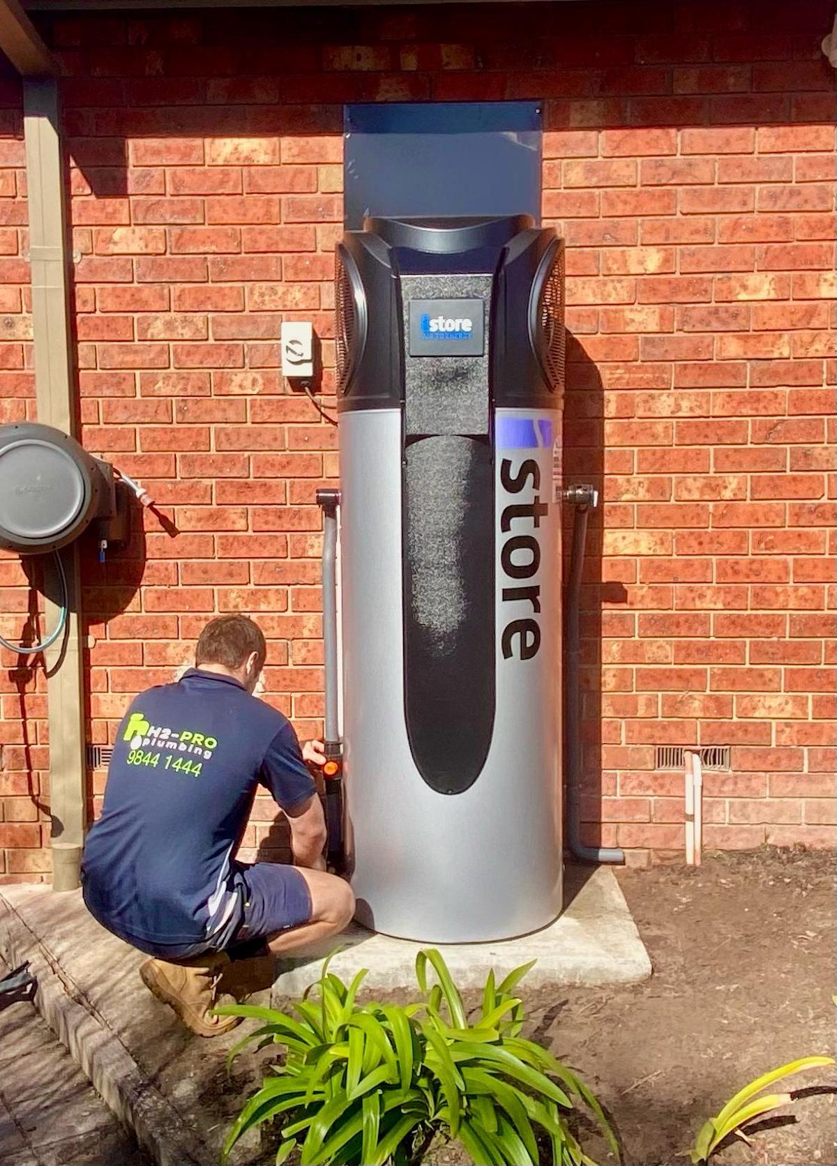 h2pro-istore-heat-pump-installation-warrandyte iStore heat pump hot water system installed by H2PRO Plumbing in Warrandyte