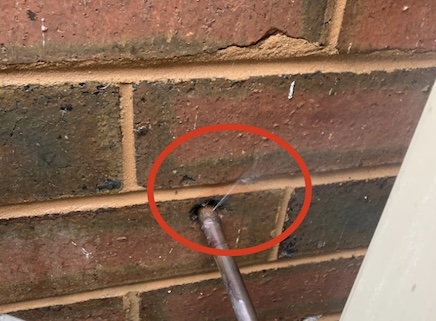 Burst Copper Pipe in Croydon Burst copper water pipe in Croydon with the split circled