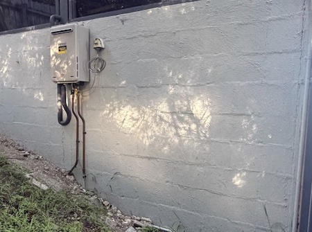 Exterior wall in The Basin before Aquastream water filter installation